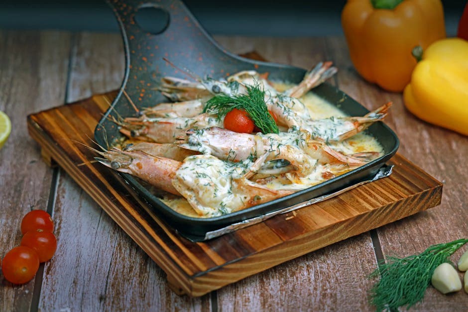 Bakte reker med urtekrydret brødsmulestopping